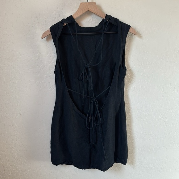 LIONESS Linen High Neck Open Back Mini Dress Size M - Picture 2 of 5